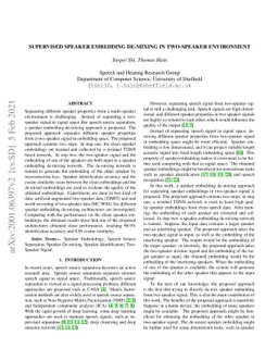 Supervised Speaker Embedding De-Mixing in Two-Speaker Environment