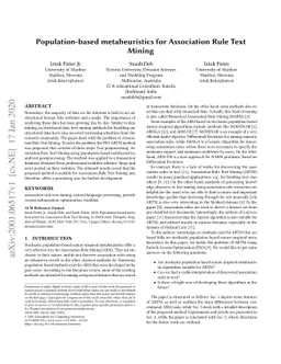Population-based metaheuristics for Association Rule Text Mining