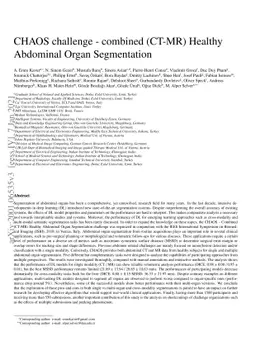 CHAOS Challenge -- Combined (CT-MR) Healthy Abdominal Organ Segmentation