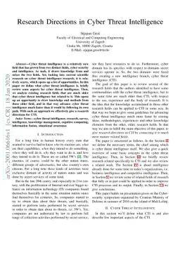 Research Directions in Cyber Threat Intelligence