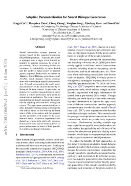 Adaptive Parameterization for Neural Dialogue Generation