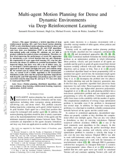 Multi-agent Motion Planning for Dense and Dynamic Environments via Deep
  Reinforcement Learning