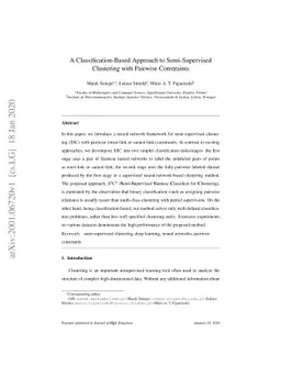 A Classification-Based Approach to Semi-Supervised Clustering with
  Pairwise Constraints