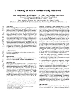 Creativity on Paid Crowdsourcing Platforms