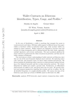 Wallet Contracts on Ethereum -- Identification, Types, Usage, and
  Profiles