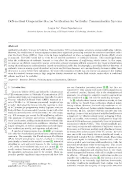 DoS-resilient Cooperative Beacon Verification for Vehicular
  Communication Systems