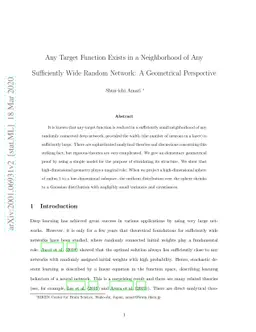 Any Target Function Exists in a Neighborhood of Any Sufficiently Wide
  Random Network: A Geometrical Perspective