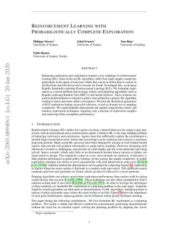 Reinforcement Learning with Probabilistically Complete Exploration