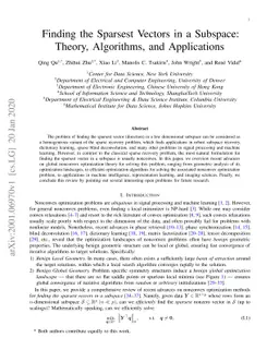 Finding the Sparsest Vectors in a Subspace: Theory, Algorithms, and
  Applications