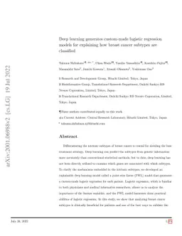 Deep learning generates custom-made logistic regression models for
  explaining how breast cancer subtypes are classified