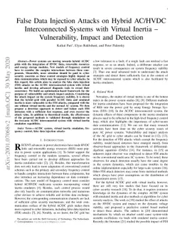False Data Injection Attacks on Hybrid AC/HVDC Interconnected System
  with Virtual Inertia -- Vulnerability, Impact and Detection