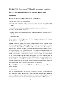 DLGA-PDE: Discovery of PDEs with incomplete candidate library via
  combination of deep learning and genetic algorithm