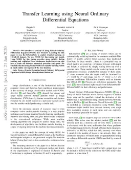 Transfer Learning using Neural Ordinary Differential Equations