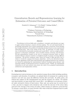 Generalization Bounds and Representation Learning for Estimation of
  Potential Outcomes and Causal Effects