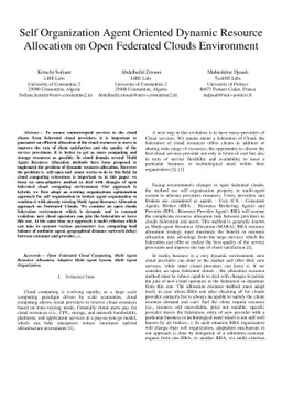 Self Organization Agent Oriented Dynamic Resource Allocation on Open
  Federated Clouds Environment