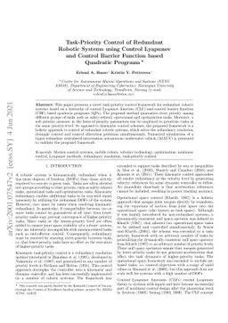Task-Priority Control of Redundant Robotic Systems using Control
  Lyapunov and Control Barrier Function based Quadratic Programs