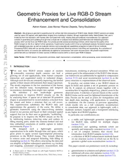 Geometric Proxies for Live RGB-D Stream Enhancement and Consolidation