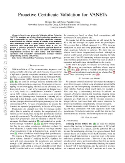 Proactive Certificate Validation for VANETs
