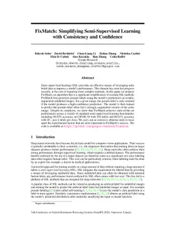 FixMatch: Simplifying Semi-Supervised Learning with Consistency and
  Confidence