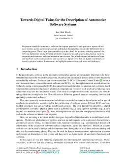 Towards Digital Twins for the Description of Automotive Software Systems