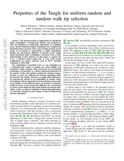 Properties of the Tangle for Uniform Random and Random Walk Tip
  Selection
