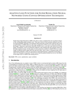 Adaptive Loss Function for Super Resolution Neural Networks Using Convex
  Optimization Techniques