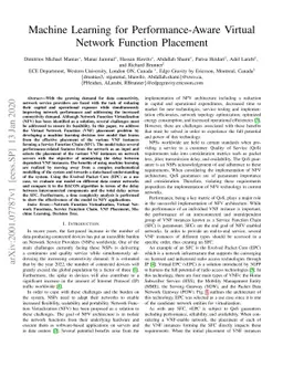 Machine Learning for Performance-Aware Virtual Network Function
  Placement
