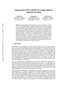 Augmenting GAIL with BC for sample efficient imitation learning