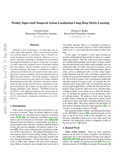 Weakly Supervised Temporal Action Localization Using Deep Metric
  Learning