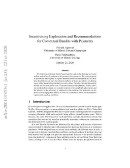 Incentivising Exploration and Recommendations for Contextual Bandits
  with Payments