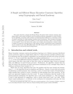 A Simple and Efficient Binary Byzantine Consensus Algorithm using
  Cryptography and Partial Synchrony