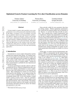 Optimized Generic Feature Learning for Few-shot Classification across
  Domains