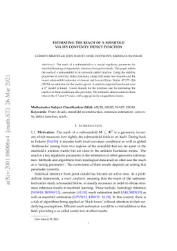 Estimating the reach of a manifold via its convexity defect function