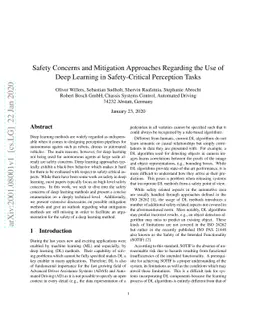 Safety Concerns and Mitigation Approaches Regarding the Use of Deep
  Learning in Safety-Critical Perception Tasks