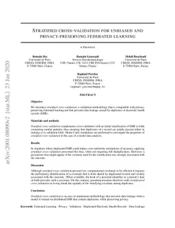 Stratified cross-validation for unbiased and privacy-preserving
  federated learning
