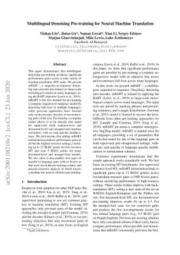 Multilingual Denoising Pre-training for Neural Machine Translation