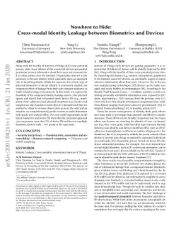 Nowhere to Hide: Cross-modal Identity Leakage between Biometrics and
  Devices