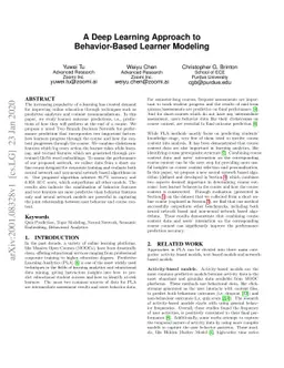A Deep Learning Approach to Behavior-Based Learner Modeling