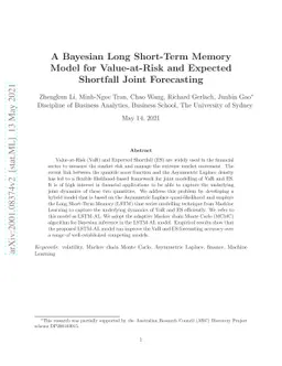 A Bayesian Long Short-Term Memory Model for Value at Risk and Expected
  Shortfall Joint Forecasting
