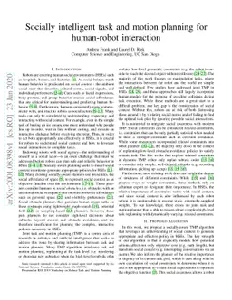 Socially intelligent task and motion planning for human-robot
  interaction
