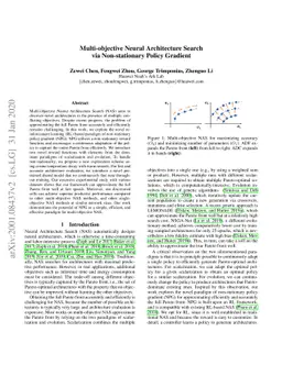 Multi-objective Neural Architecture Search via Non-stationary Policy
  Gradient