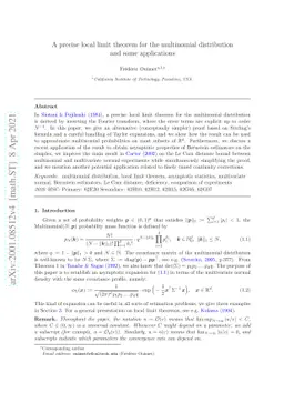 A precise local limit theorem for the multinomial distribution and some
  applications