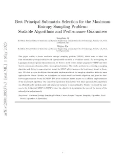 Best Principal Submatrix Selection for the Maximum Entropy Sampling
  Problem: Scalable Algorithms and Performance Guarantees
