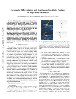 Automatic Differentiation and Continuous Sensitivity Analysis of Rigid
  Body Dynamics