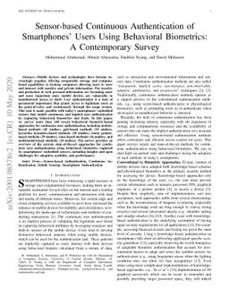 Sensor-based Continuous Authentication of Smartphones' Users Using
  Behavioral Biometrics: A Contemporary Survey