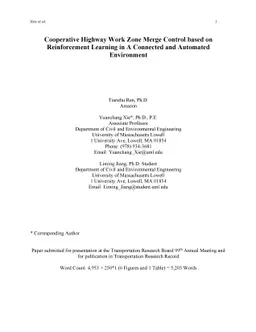Cooperative Highway Work Zone Merge Control based on Reinforcement
  Learning in A Connected and Automated Environment