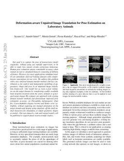 Deformation-aware Unpaired Image Translation for Pose Estimation on
  Laboratory Animals