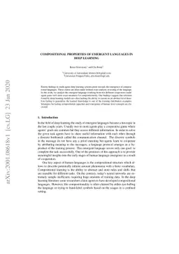 Compositional properties of emergent languages in deep learning