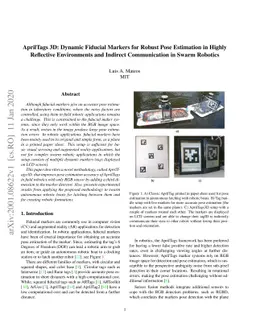 AprilTags 3D: Dynamic Fiducial Markers for Robust Pose Estimation in
  Highly Reflective Environments and Indirect Communication in Swarm Robotics