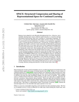 SPACE: Structured Compression and Sharing of Representational Space for
  Continual Learning